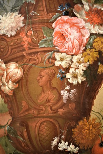 Louis XVI - Michele Antonio Rapous (Turin1733-1819) Nature Morte de Fleurs dans un jardin